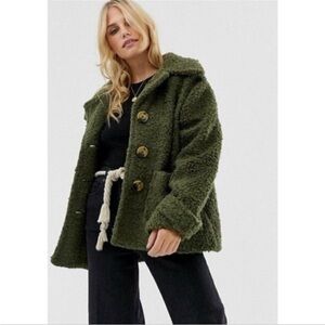 Free People Olive Green Sherpa Jacket